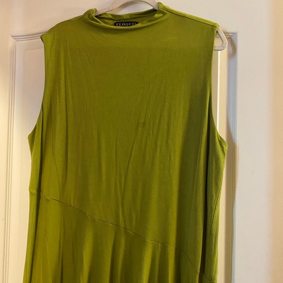 ELOQUII - chartreuse asymmetrical mock neck dress - Picture 2 of 4